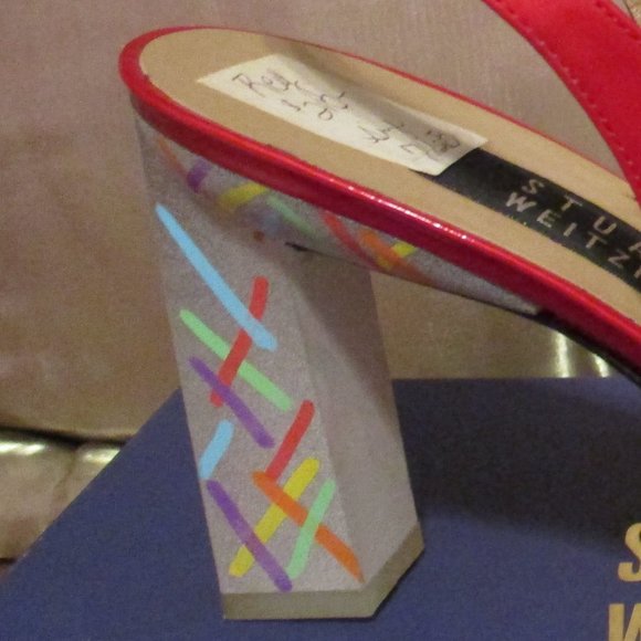 STUART WEITZMAN RED PATENT LEATHER SLING. (NWT) - Picture 12 of 15